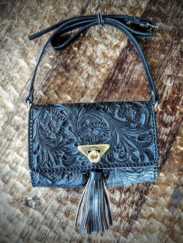 Vintage Style Cross Body Purse Black