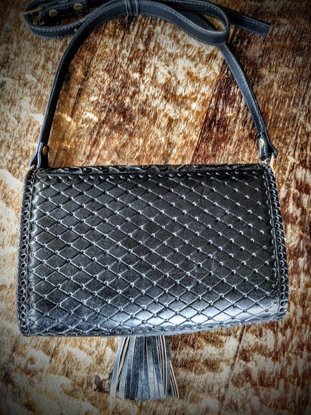 Vintage Style Cross Body Purse Black