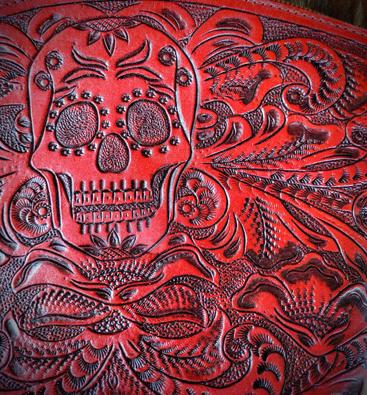 Copy of Sugar skull style Cross Body Purse deep/red