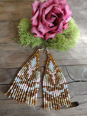 Abstract geometric bohemian pink and gold earrings