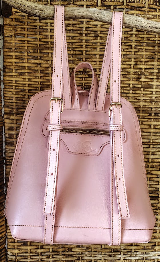 backpack hand tooled leather sugar skull pink