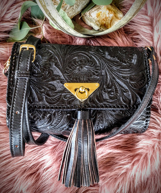 Vintage Style Cross Body Purse Black