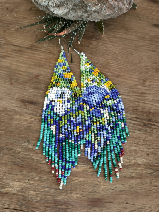 Irises Van Gogh inspired beaded earrings