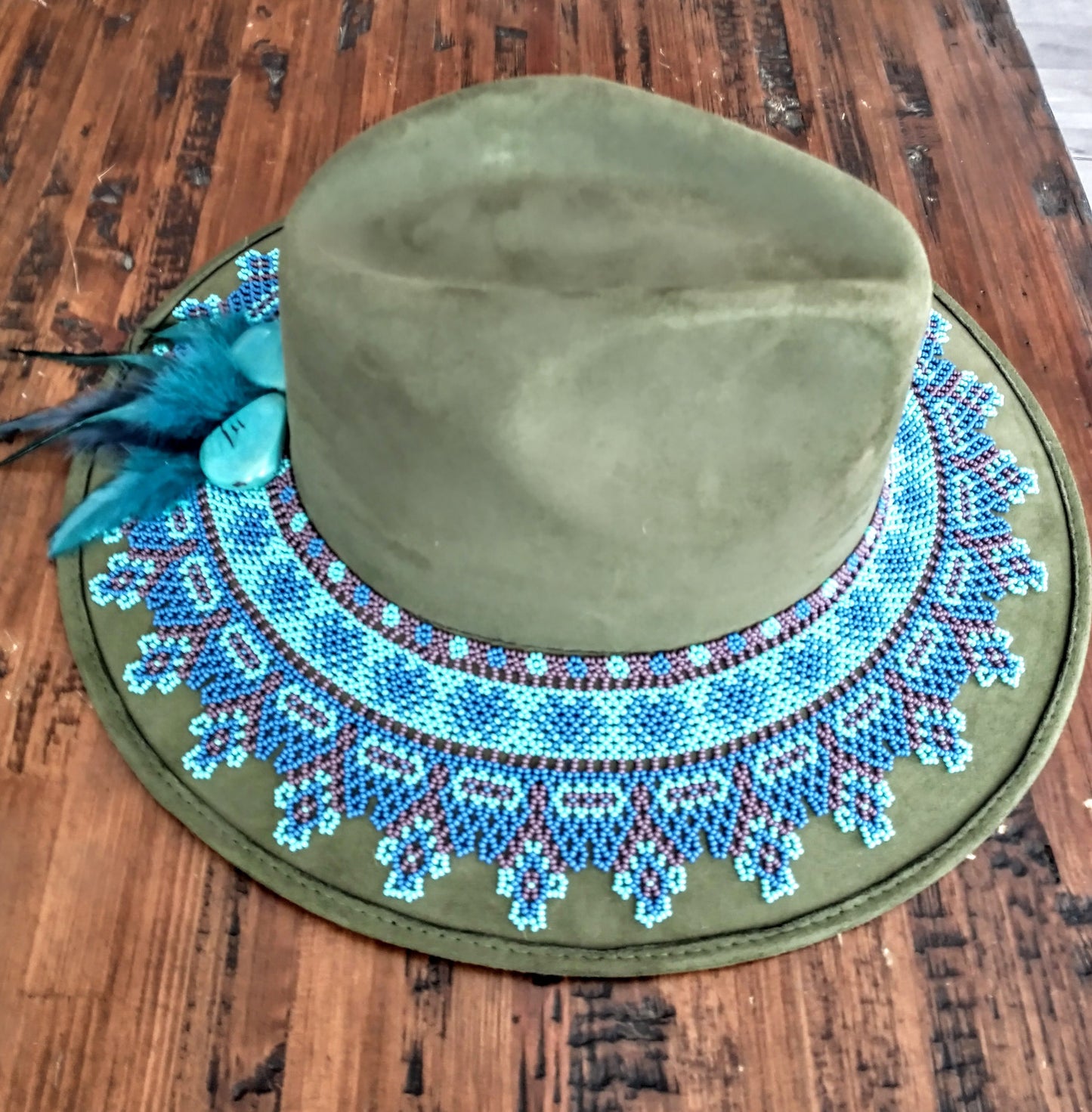 Tzintzuntzan lake decoration Vegan Suede Cordovez bolero style hat