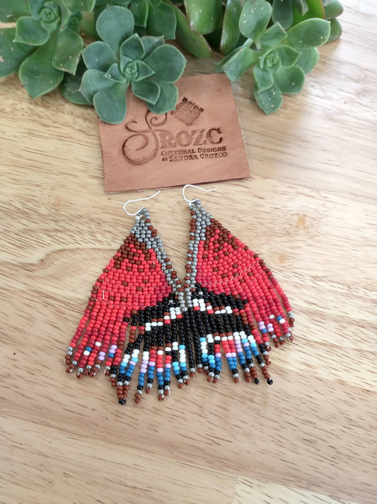 Red/black butterfly wins beaded earrings