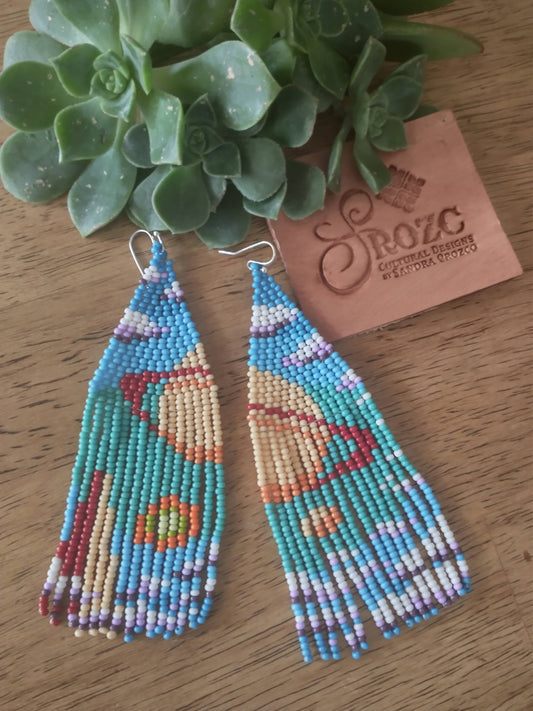 Jupiter planet asymmetrical beaded earrings.