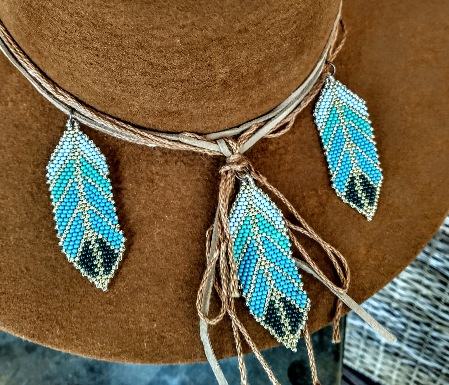 Boho Bolivian wool hat, with traditional beadwork embellishments