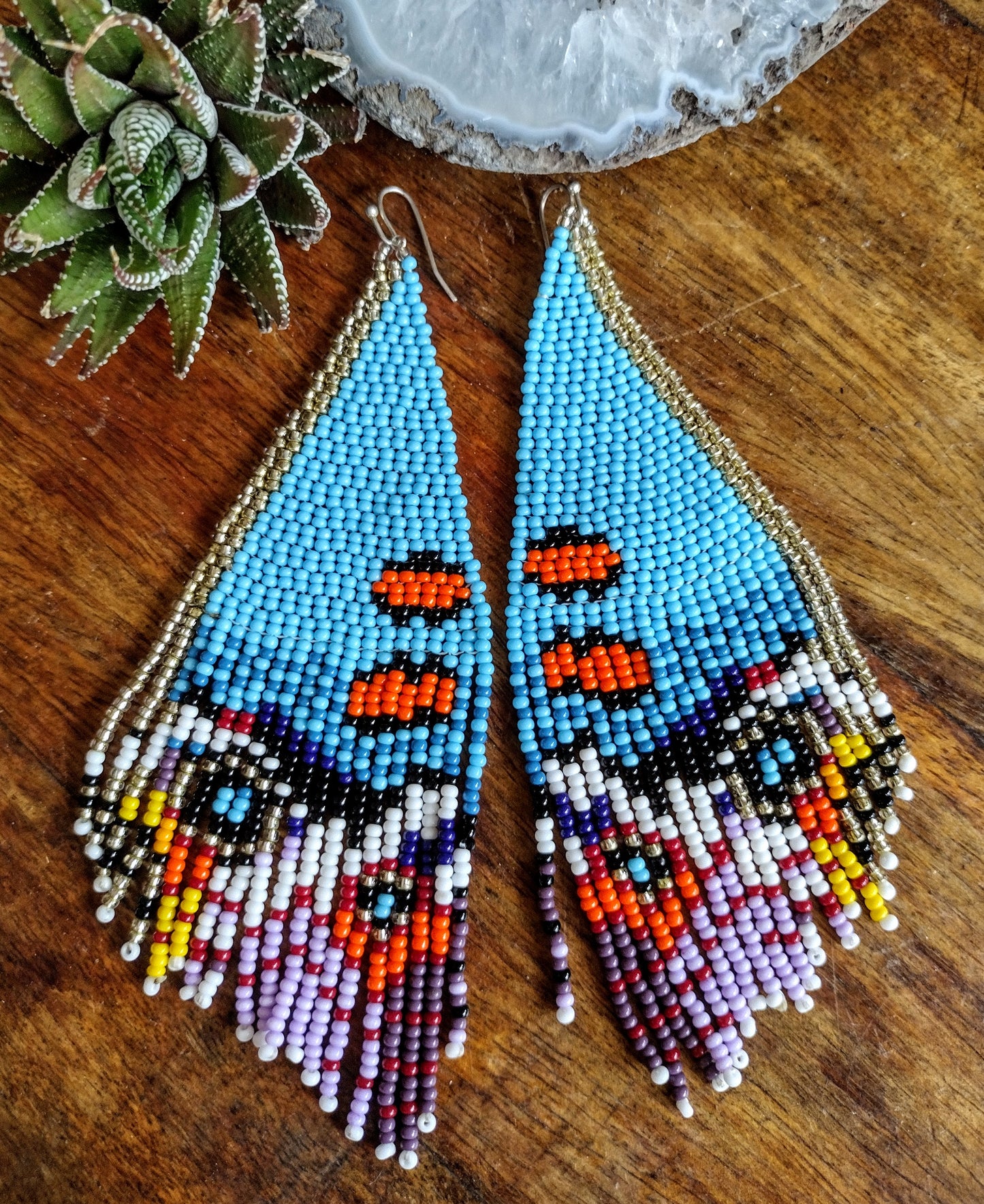 Blue butterfly big wins beaded earrings