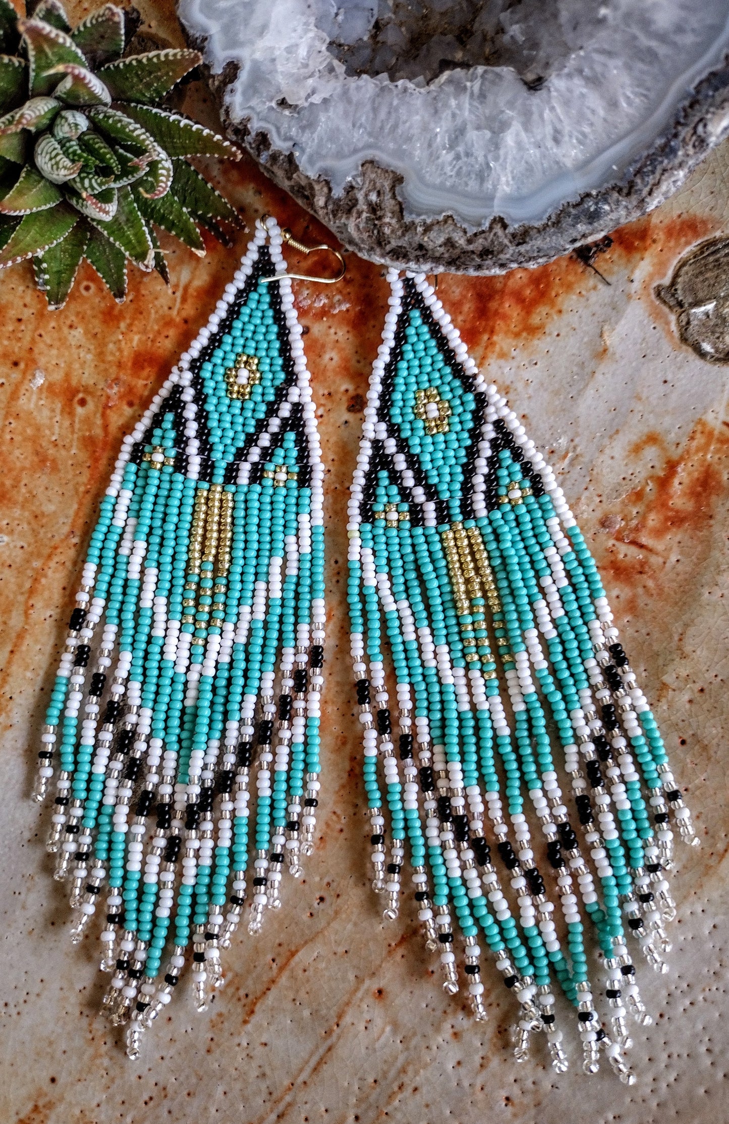 Tribal classic Blue turquoise southwestern beaded earrings.