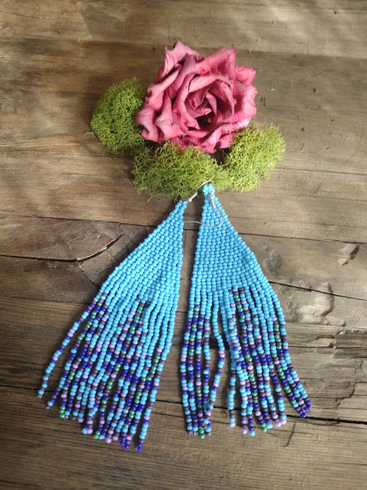 Lavanda floral fringe earrings