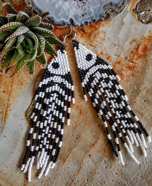 Fish bone beaded earrings