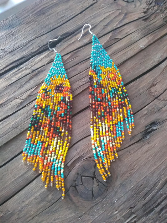 Sunflower Van Gogh inspired earrings