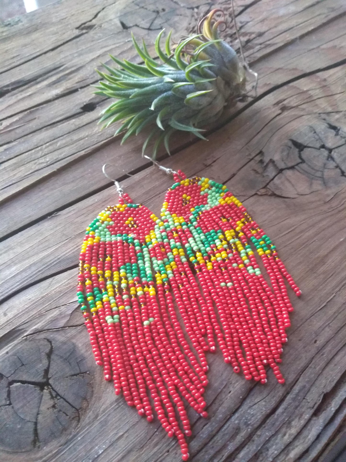 Red Poppy Field Beaded Earrings