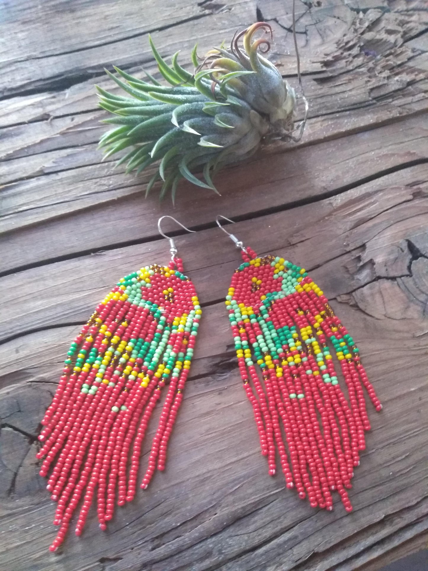 Red Poppy Field Beaded Earrings