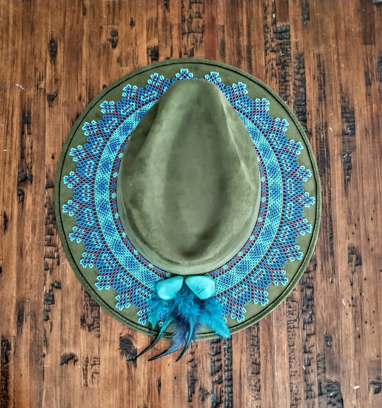 Tzintzuntzan lake decoration Vegan Suede Cordovez bolero style hat