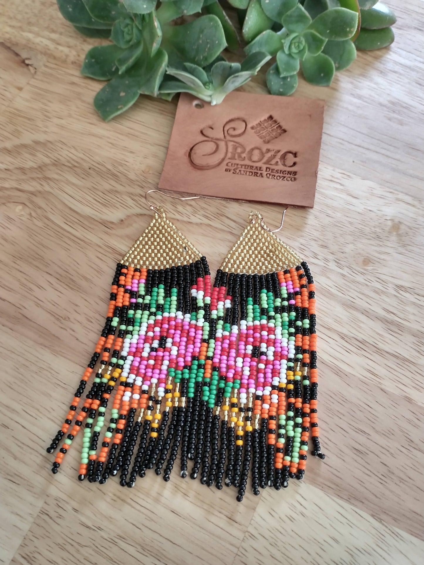 Pink rose earrings