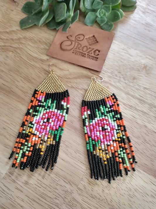 Pink rose earrings