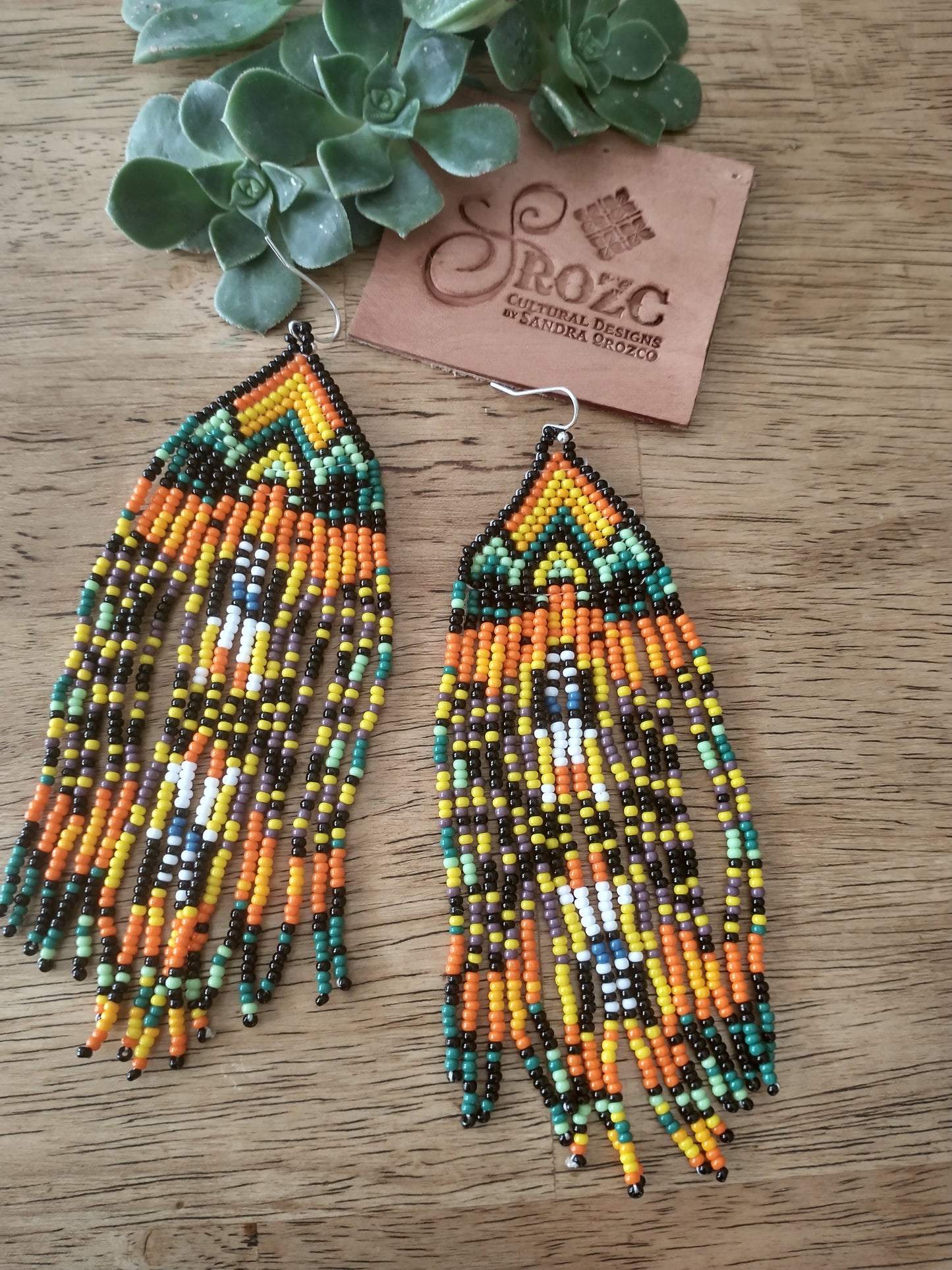 Tribal vibrant southwestern beaded earrings.