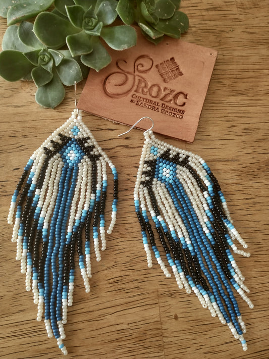 Tribal blue southwestern beaded earrings.