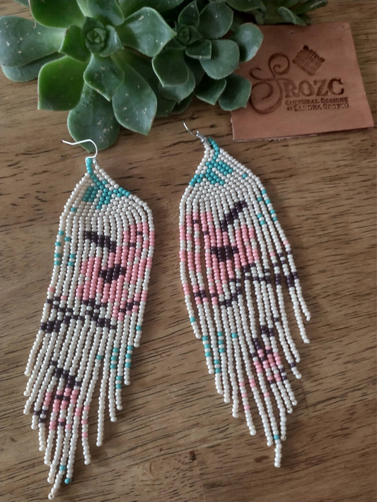Pink floral blossom peach earrings