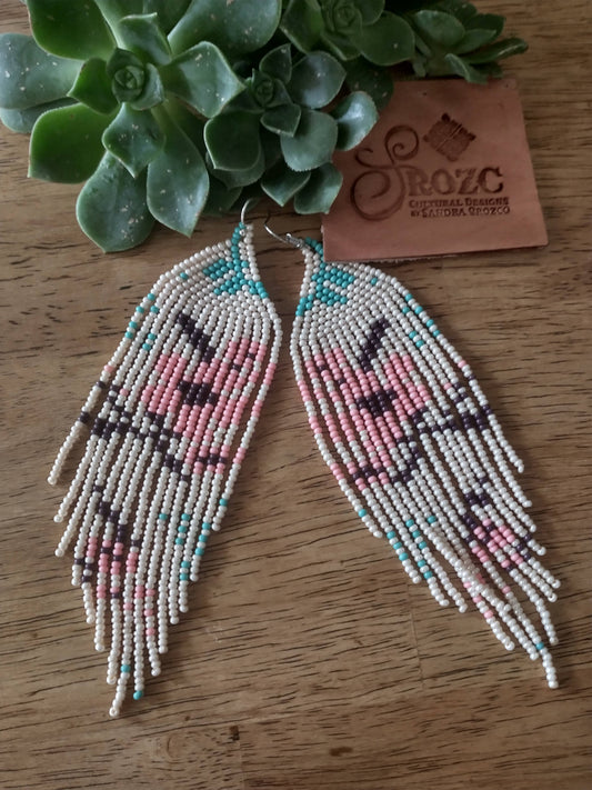 Pink floral blossom peach earrings