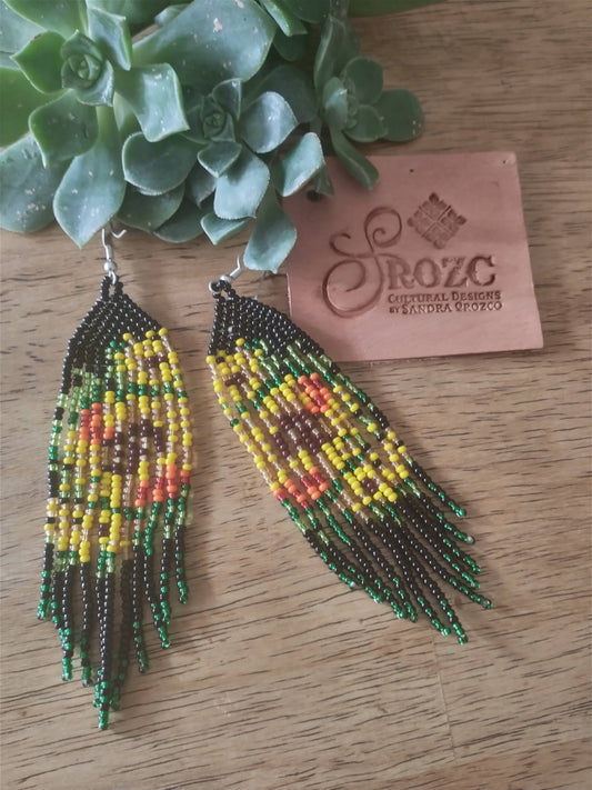sunflowers in black beaded earrings