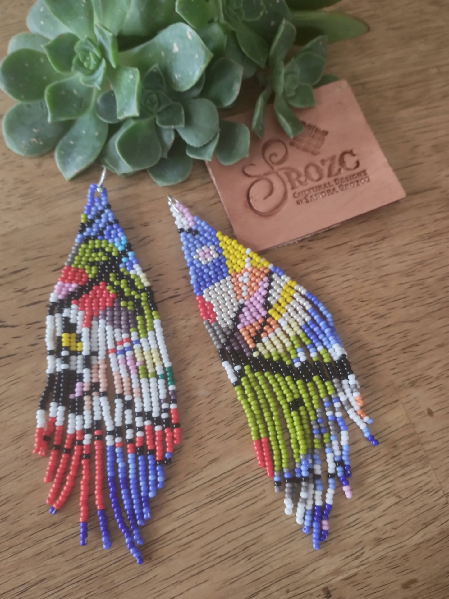Abstract multicolor beaded earrings