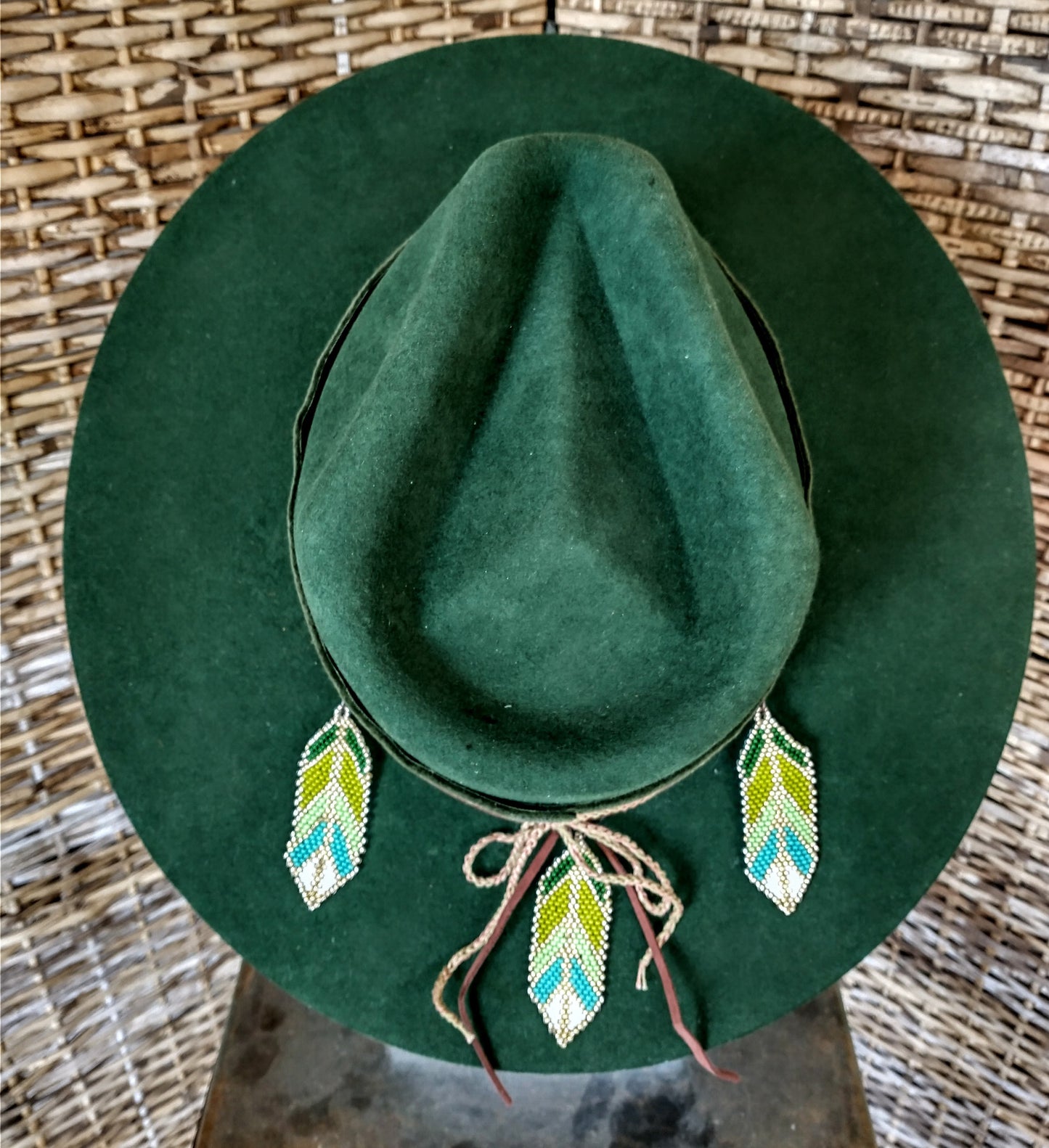 Boho Bolivian Wool Hat, with traditional beadwork embellishments