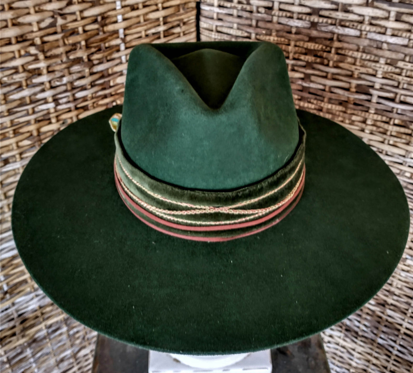 Boho Bolivian Wool Hat, with traditional beadwork embellishments