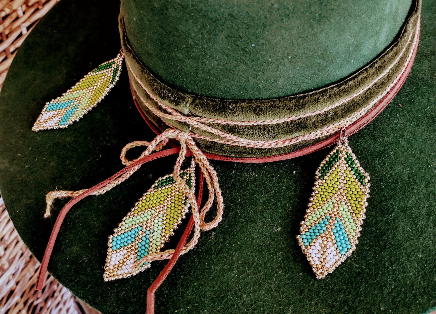 Boho Bolivian Wool Hat, with traditional beadwork embellishments