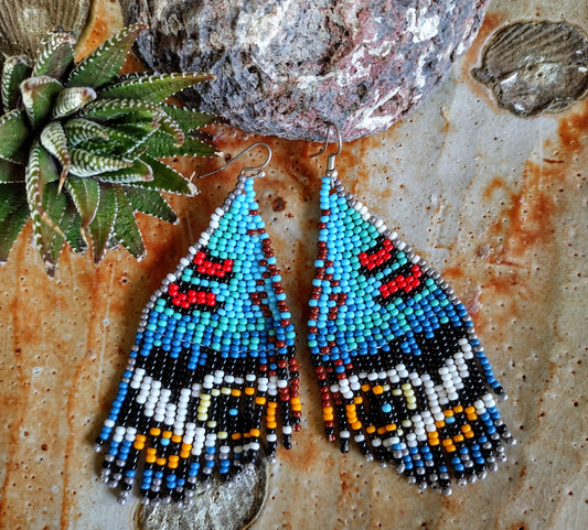 Blue butterfly wins beaded earrings