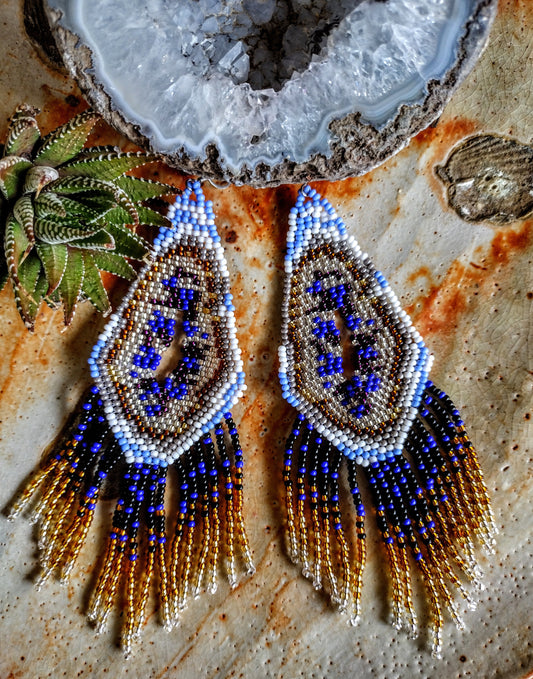 Agate Geode blue marines stone inspired earrings