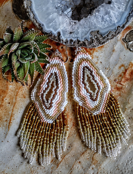 Agate Geode gold and neutral stone inspired earrings